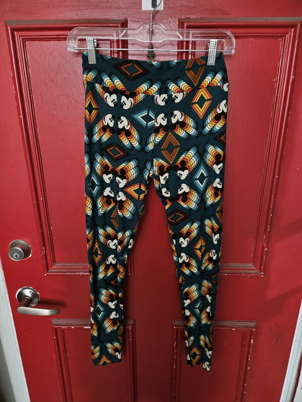 Disney Mickey Mouse Womens ONE SIZE Printed Leggings in Teal and Multicolor